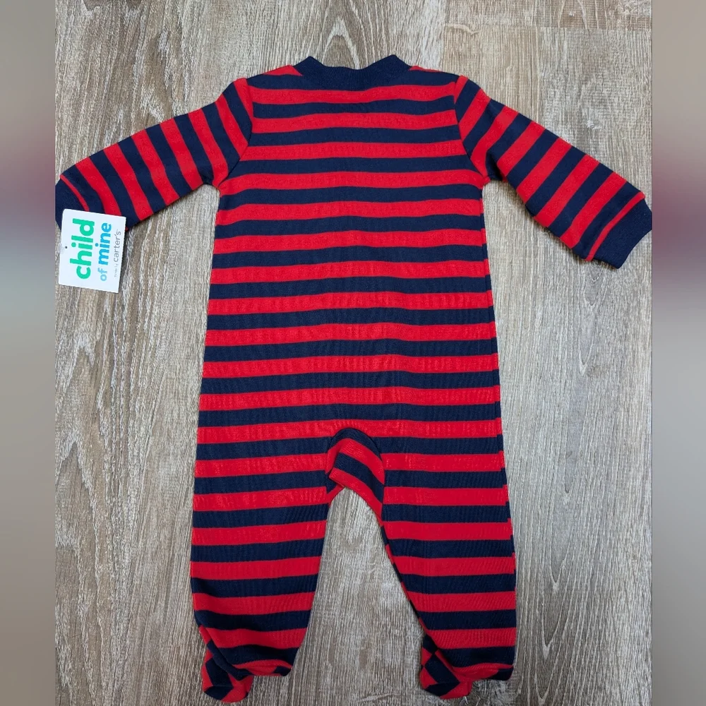 NWT Carter's Red and Blue Dump Truck 100% Cotton Zipper Footie Size 0-3 Months